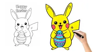 Happy Easter | Pikachu With Easter Egg | How To Draw Easter Egg