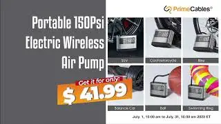 Portable 150Psi Electric Wireless Air Pump With 5000mAh Rechargeable Battery - PrimeCables&reg;
