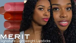 MERIT Signature Lightweight Lipstick Try-On Swatches