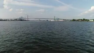 Low DJI Drone Flight over Water