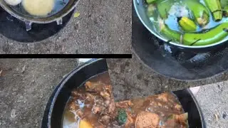 StewChicken & DumpiBanana Cooking Outside 🇯🇲 2024 #Lifeofadj ￼#outdoors ￼#Stew