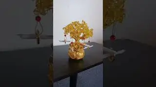 Feng Shui Citrine/yellow Crystal Money Tree with Chinese Dragon Pots