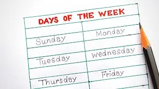 Days Of The Week Writing with Pencil // Sunday Monday ...... Saturday practice with pencil📝.....