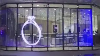 Jewelry store transparent advertising 3D led video wall application Sightled