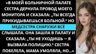 «В больнице сестра дернула провод и сказала, что я прикидываюсь больной. Но медсестра слышала всё.»