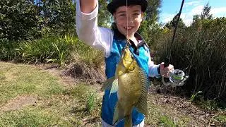 Catching Tilapia with the kids at the Gooseponds in Mackay, QLD