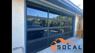 Full-View Black Glass Garage Door Installation | SoCal Garage Door Repair Inc.