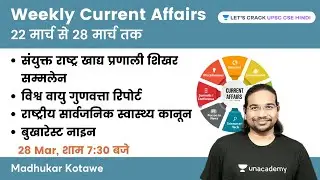 Weekly Current Affairs | 22nd March to 28th March 2022 | UPSC CSE/IAS 2022/23 | Madhukar Kotawe