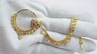 💛✨ Traditional Gold-Plated Nath with Pearl Chain | Bridal & Festive Nose Ring | NATH-1048