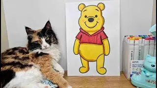 Coloring a Cute Bear with My Cat 🐱🎨 | Fun Drawing for Kids