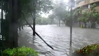 Video shows dangerous storm surge in downtown Miami