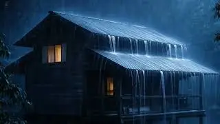 8 Hours Deep Sleep Therapy with Heavy Rainstorm & Powerful Thunder Sounds on Tin Roof at Night