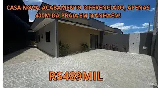CASA NOVA, PÉ NA AREIA, ACABAMENTO MODERNO, APENAS 400M DA PRAIA DO JARDIM DAS PALMEIRAS EM ITANHAÉM