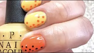 EASY BLACK ORANGE AND YELLOW DOTTING NAIL ART TUTORIAL
