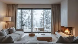 Cozy Snowy Room with Fireplace | Calm Piano for Study, Focus & Work