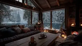 Cozy Winter Fireplace Ambience ❄️ Soft Music for Deep Sleep & Focus