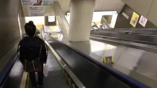 JR東京駅の改札から成田エクスプレスへのエスカレーターへ