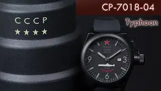 Jam Tangan CCCP Typhoon CP-7018-04 Automatic Men Black Dial Black Rubber Strap