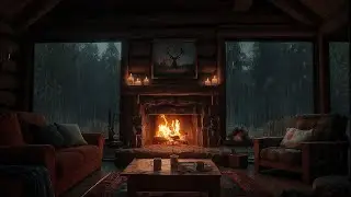 Whispers of Rain in a Forest Cabin 🌧️ A Cozy Fireplace Ambience for Solitude & Restful Sleep