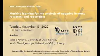 AIRR-C Webinar: Machine Learning for the Analysis of Adaptive Immune Receptors and Repertoires