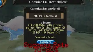 Toram Online - Ele Dte Katana (Pot 90+) Gamble Fillstat 70-80% Success Rate