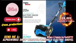 AlphaWorks Snow Thrower/Handheld Electric Shovel, Cordless DC 20V, Removable Battery, Lightweight