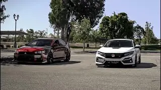 Evo X (настроенный) против Honda Civic Si (тюнинг Phearable R)