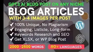 Create a WordPress AI auto blog with 2k articles on any niche by gpt3 ChatGPT