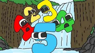 1234 and 5 falling down the waterfall | Wonderland number fanmade coloring story