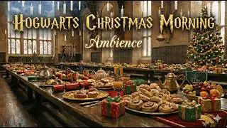 Magical Christmas 🎄 Great Hall Morning Ambience | Solo Piano, Floating Candles & Snow