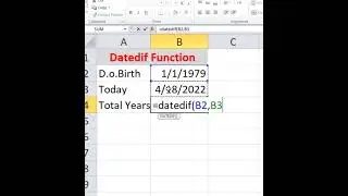 #Shorts How To Calculate Age Using a Date of Birth in Excel