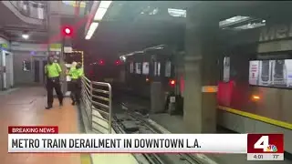 Metro train derails in downtown LA, causing delays