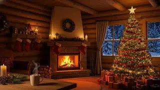 🎄 Cozy Christmas Cabin 24/7 | Fireplace Crackling (No Music)