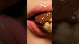 Ultra Satisfying  Chocolate Filled Banana  Through Wet Lips Pull ASMR  Wet Mouth Sounds  4K Close