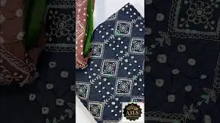 Jam-Satin Bandhej Lakhnavi Work + Sequence Work Dress Materials #dress #embroidery #bandhani