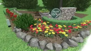 Subdivision Entrance Landscape Design - Retaining Wall - Timber Accent
