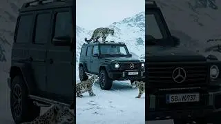 Snow Leopards Surround Mercedes G-Wagon #shorts #mercedes #leopard
