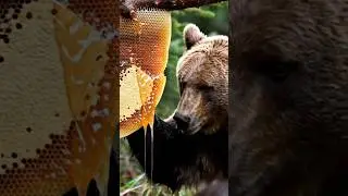 Golden Moment،Bear Harvests Nature&rsquo;s Sweet Treasure #ai #animals
