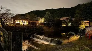 A Peaceful Night Walk from Togetsukyo Bridge to Hankyu Arashiyama Station 🌙