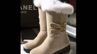 Belt buckles with rabbit fur boots snow boots women.avi
