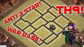 ANTI 3 Star TH9 War Base - Clash of Clans - Anti Queen Hog Dragon Gowipe