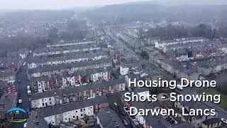 Residential Drone Shots - Snowing - Terrace New Build Semi-detached Construction Site