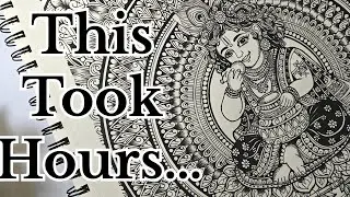 A3 Krishna Mandala Art | Detailed Hand Drawn Mandala | Relaxing Art Process #krishna #stepbystep 