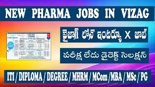 Latest Pharma Jobs in Vizag 2024 | వైజాగ్ ఫార్మా ఉద్యోగాలు | VIZAG JOBS |AP JOBS 2024| CV JOB PORTAL