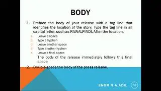 News Release and Formatting news release