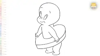 Рисунки Каспера &mdash; дружелюбного привидения &mdash; простые | Эскизы мультфильмов | Как нарисовать Каспер...