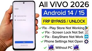 All Vivo Android 14/15 Frp Bypass/Unlock 2026 | Fix - Play Store Not Working / Screen Lock Not Work