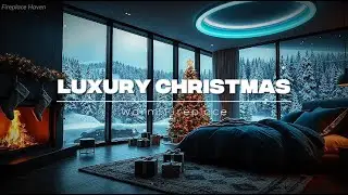 Luxury Winter Bedroom Ambience ~ Christmas Fireplace with Crackling Fire Sounds (1 Hour)