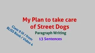 My Plan to take care of Street Dogs / Paragraph Writing / Class 9 IX / from BLISS Book / Video 4
