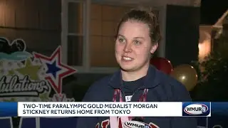 Two-time Paralympic gold medalist Morgan Stickney returns home